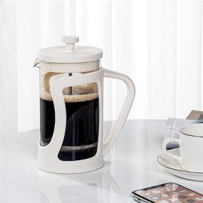 img 2 attached to Coffee Gentry Small Premium French Press Coffee Maker - Marshmallow White (20 fl. ounce) with 2 Extra Filters, Scoop, and Stirring Spoon