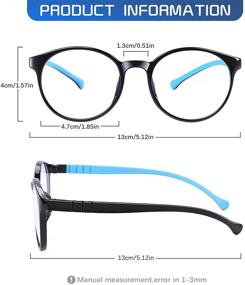 img 1 attached to 👓 FONHCOO Blue Light Blocking Glasses for Kids: 2 Pack, Round Frame Gaming Glasses for Boys and Girls (Ages 5-15) with Anti Glare, Eyestrain, and Blue Ray Protection - Blue & Black Blue