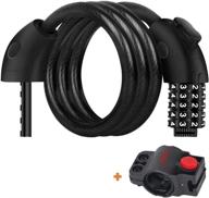 aostirmotor bike lock cable: anti-theft 5-digit combination lock, 4 ft long, universal steel wire for bicycles logo