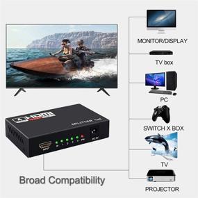 img 2 attached to 🔌 HDMI Splitter 1x4 Ports v1.4 - 4K/2K 1080p Ultra HD 3D Support - US Adapter Included