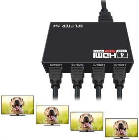 img 3 attached to 🔌 HDMI Splitter 1x4 Ports v1.4 - 4K/2K 1080p Ultra HD 3D Support - US Adapter Included