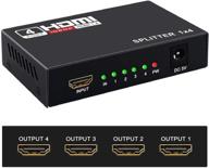 🔌 hdmi splitter 1x4 ports v1.4 - 4k/2k 1080p ultra hd 3d support - us adapter included logo