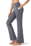 👖 28-34 inch inseam women's bootcut yoga pants long bootleg high-waisted flare pants with pockets logo