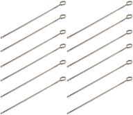 🔪 optimized for seo, pack of 12, 8-inch stainless steel barbecue skewers with ring-tip handle - bbq skewers logo