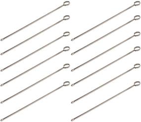 img 2 attached to 🔪 Optimized for SEO, Pack of 12, 8-Inch Stainless Steel Barbecue Skewers with Ring-Tip Handle - BBQ Skewers