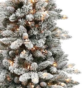 img 3 attached to Puleo International 4.5ft Pre-Lit Flocked Bennington Fir Artificial Christmas Tree, 150 Clear Lights - UL-Listed