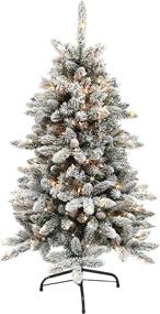 img 4 attached to Puleo International 4.5ft Pre-Lit Flocked Bennington Fir Artificial Christmas Tree, 150 Clear Lights - UL-Listed