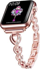 img 4 attached to 💎 Sangaimei Bling Band for Apple Watch 38mm 40mm Women - Rhinestone Link Band Stainless Steel for Iwatch Series 7/6/5/4/3/2/1/SE - Rose Gold Metal Bracelet Strap
