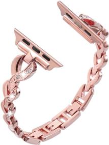 img 3 attached to 💎 Sangaimei Bling Band for Apple Watch 38mm 40mm Women - Rhinestone Link Band Stainless Steel for Iwatch Series 7/6/5/4/3/2/1/SE - Rose Gold Metal Bracelet Strap