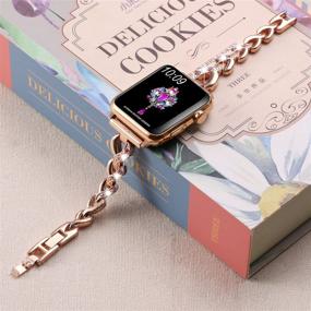 img 2 attached to 💎 Sangaimei Bling Band for Apple Watch 38mm 40mm Women - Rhinestone Link Band Stainless Steel for Iwatch Series 7/6/5/4/3/2/1/SE - Rose Gold Metal Bracelet Strap