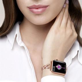img 1 attached to 💎 Sangaimei Bling Band for Apple Watch 38mm 40mm Women - Rhinestone Link Band Stainless Steel for Iwatch Series 7/6/5/4/3/2/1/SE - Rose Gold Metal Bracelet Strap