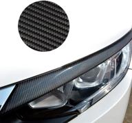 🚗 enhance your honda civic's style with keeforthewin 3d gloss black real carbon fiber eyebrow eyelid covers – perfect for 2016-up sedan, hatchback, coupe (civic 2016-up) logo
