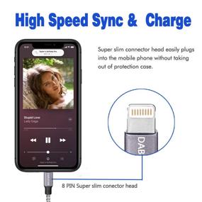 img 2 attached to 🔌 High-Speed iPhone Charger: 6ft 3Pack Lightning Cable by DABUSTAR - Extra Long, Fast Charging, Data Sync, Nylon Braided - Compatible with iPhone 12 11 Pro Max XS XR X 8 7 6S 6 Plus SE iPad iPod and More