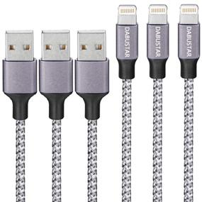 img 4 attached to 🔌 High-Speed iPhone Charger: 6ft 3Pack Lightning Cable by DABUSTAR - Extra Long, Fast Charging, Data Sync, Nylon Braided - Compatible with iPhone 12 11 Pro Max XS XR X 8 7 6S 6 Plus SE iPad iPod and More