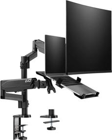 img 4 attached to 🖥️ AVLT Laptop and Monitor Long Pole Stand - Ergonomic Dual Arm Desk Mount for 15.6" Notebook and 32" Monitor - VESA Monitor Mount for an Organized Work Surface