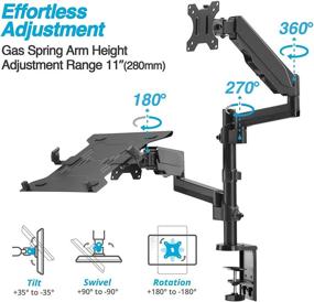 img 1 attached to 🖥️ AVLT Laptop and Monitor Long Pole Stand - Ergonomic Dual Arm Desk Mount for 15.6" Notebook and 32" Monitor - VESA Monitor Mount for an Organized Work Surface