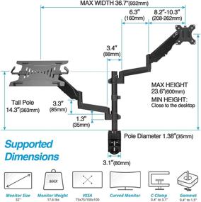 img 2 attached to 🖥️ AVLT Laptop and Monitor Long Pole Stand - Ergonomic Dual Arm Desk Mount for 15.6" Notebook and 32" Monitor - VESA Monitor Mount for an Organized Work Surface