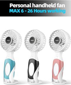 img 3 attached to 🌬️ Mini Portable Fan: Rechargeable Battery & USB Powered, 3 Speeds, Quiet Operation | Ideal for Home & Office Use | Pink