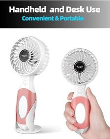 img 2 attached to 🌬️ Mini Portable Fan: Rechargeable Battery & USB Powered, 3 Speeds, Quiet Operation | Ideal for Home & Office Use | Pink