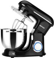 bonso stand mixer - 7.4qt tilt-head electric mixers for baking bread with 6-speeds - includes whisk, dough hook, beater & splash guard - 660w power - black логотип