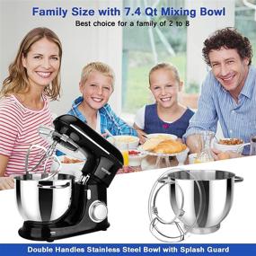 img 2 attached to BONSO Stand Mixer - 7.4Qt Tilt-Head Electric Mixers for Baking Bread with 6-Speeds - Includes Whisk, Dough Hook, Beater & Splash Guard - 660W Power - Black