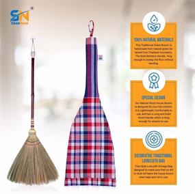 img 2 attached to 🧹 1 Unit of Handmade Asian Flower Broom, 31-Inch Tall, Thai Natural Bamboo Broom with Bamboo Stick Handle for RV's, Tent Camping - Ideal Witch Broom