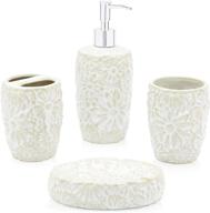 🛁 white floral ceramic bathroom accessories set - okuna outpost (4-piece) logo