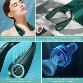 img 1 attached to Stay Cool Anywhere with PJGCWB Hands-Free Bladeless Neck Fan - Rechargeable, Ultra-Quiet, 3 Speeds for Indoor and Outdoor Use
