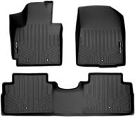 smartliner custom fit floor mats 2 row liner set black for kia soul 2014-2019 logo