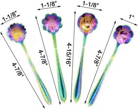 img 1 attached to 🌈 Rainbow Flower Spoon Set - 8pcs DGQ Teaspoon Coffee Spoon for Coffee Tea Mixing Ice Cream Dessert - 8 Different Pattern Colorful Mini Cutlery Set