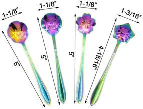 img 2 attached to 🌈 Rainbow Flower Spoon Set - 8pcs DGQ Teaspoon Coffee Spoon for Coffee Tea Mixing Ice Cream Dessert - 8 Different Pattern Colorful Mini Cutlery Set