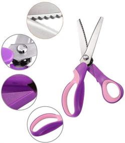 img 2 attached to 🔪 Purple NEJLSD Pinking Shears 5mm - Professional Zig Zag Fabric Craft Scissors for Sewing, 9.3 Inch Stainless Steel Scalloped Dressmaking Shears - Enhanced SEO