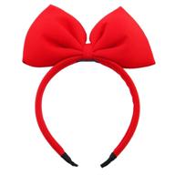 🎀 red bowknot headband with big bow - festive hair hoop for christmas, cosplay, girls, kids party, or halloween costume - handmade headpiece for cute headdress, makeup, elastic hair accessory logo