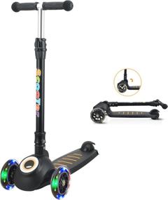 img 4 attached to 🛴 Foldable 3-Wheel Scooter for Kids, Adjustable Height Toddler Scooter, Extra Wide Deck and Light Up Features - Perfect Gift for Boys and Girls Ages 3-13