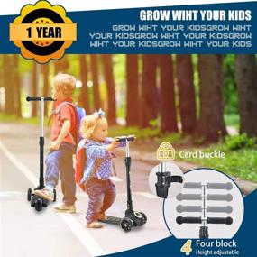 img 2 attached to 🛴 Foldable 3-Wheel Scooter for Kids, Adjustable Height Toddler Scooter, Extra Wide Deck and Light Up Features - Perfect Gift for Boys and Girls Ages 3-13