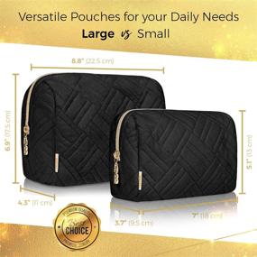 img 2 attached to 👜 Versatile Large Cosmetic Makeup Bag for Women & Girls - Zippered Travel Organizer with Multiple Compartments for Makeup, Toiletries, Pencils, and Accessories - Cute Zippered Makeup Pouch Suitable for Purse