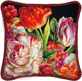 img 1 attached to Bouquet on Black Floral Pattern Needlepoint Kit - DIMENSIONS, 14'' x 14''