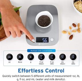 img 3 attached to 🍽️ Etekcity Food Kitchen Scale - Digital Grams and Ounces for Weight Loss, Baking, Cooking, Keto and Meal Prep - Medium Size - Silver Stainless Steel