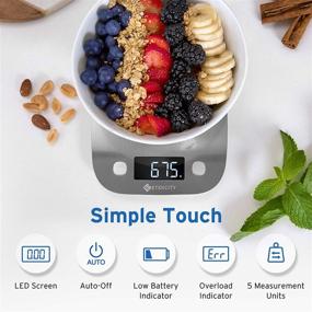 img 1 attached to 🍽️ Etekcity Food Kitchen Scale - Digital Grams and Ounces for Weight Loss, Baking, Cooking, Keto and Meal Prep - Medium Size - Silver Stainless Steel