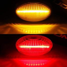 img 1 attached to 🚛 iJDMTOY Clear Lens Amber/Red Full LED Trunk Bed Marker Lights Set for 1999-2010 Ford F350 F450 Super Duty Truck Double Wheel Side Fenders - 48 LED