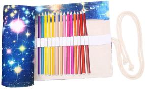 img 4 attached to 72-Hole Canvas Wrap Roll Up Pouch for Artist Travel Drawing - Coideal Colored Pencils Case, Star Universe Design