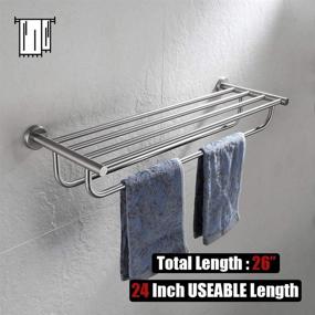 img 2 attached to 🛀 JQK Bathroom Towel Rack, Towel Shelf with Double Bar and 24 Inch Length, Wall Mount Holder in Rustproof 304 Stainless Steel, Brushed Finish, TRK100-BN