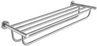 🛀 jqk bathroom towel rack, towel shelf with double bar and 24 inch length, wall mount holder in rustproof 304 stainless steel, brushed finish, trk100-bn logo