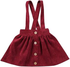 img 4 attached to 👗 Cotton Corduroy Ruffle Suspender Skirt - Basic Plain Overall Skirts for Little Toddler Girls by Mubineo