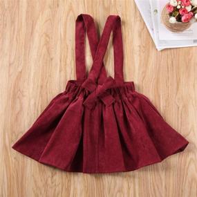 img 2 attached to 👗 Cotton Corduroy Ruffle Suspender Skirt - Basic Plain Overall Skirts for Little Toddler Girls by Mubineo