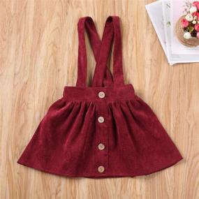 img 3 attached to 👗 Cotton Corduroy Ruffle Suspender Skirt - Basic Plain Overall Skirts for Little Toddler Girls by Mubineo