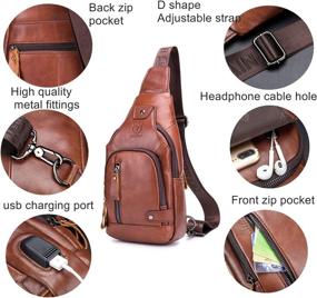 img 1 attached to BULLCAPTAIN Leather Crossbody Charging Multi Pocket