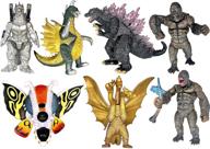 🦖 2021 twcare set of 7 godzilla toys: movable joint action figures with carry bag - perfect for kids birthday cake toppers and playsets logo