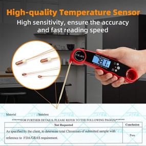 img 3 attached to CILAVI Digital Meat Thermometer for Cooking, BBQ, Baking, and more - Instant Read Kitchen Thermometer with Backlight, Magnet, Ideal for Candy, Oil Deep Fry, Smoker, Roast, Milk, Yogurt, and more - Red