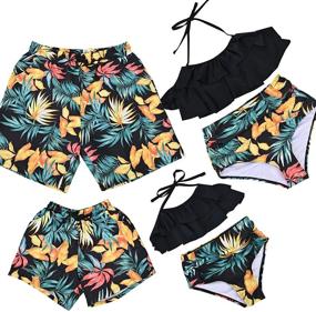 img 4 attached to 👨 PURFEEL Couples Matching Swimsuit-Family Swimwear Set | Dad and Me Matching Swim Shorts